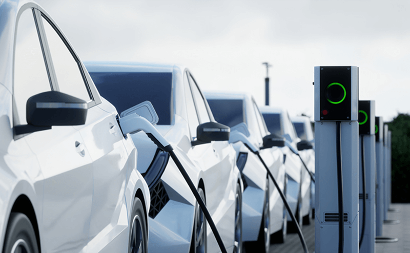 Futuristic EV charging site